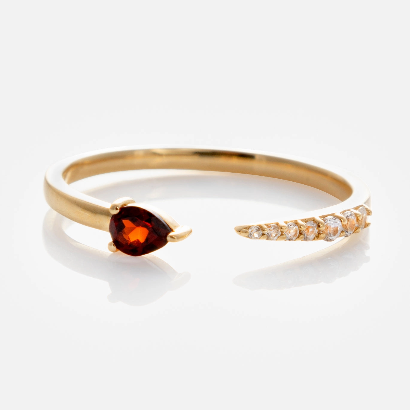 Solid Gold Garnet and Sapphire Open Front Band
