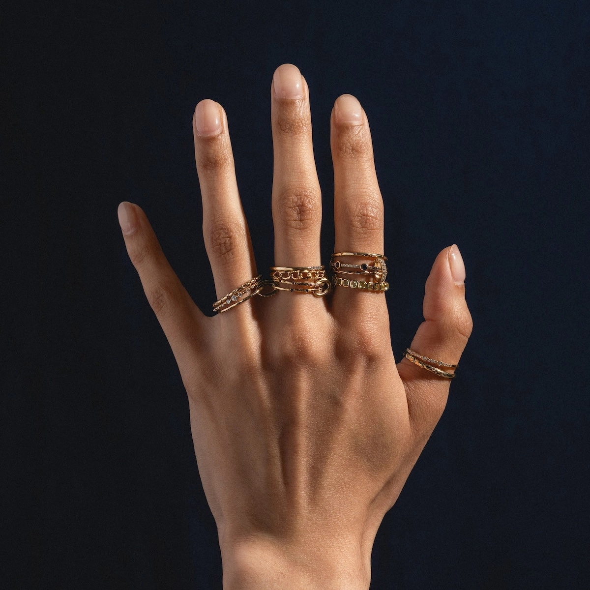 Solid Gold Gemstone Eternity Stacking Ring