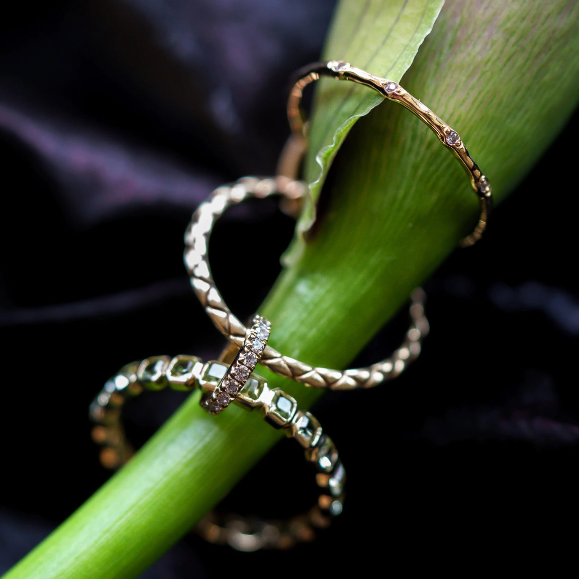 Solid Gold Gemstone Eternity Stacking Ring