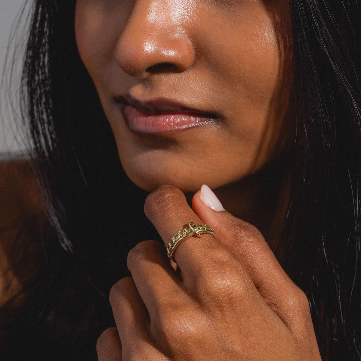 Solid Gold Gemstone Eternity Stacking Ring