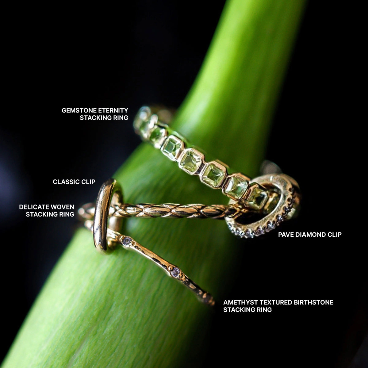 Solid Gold Gemstone Eternity Stacking Ring