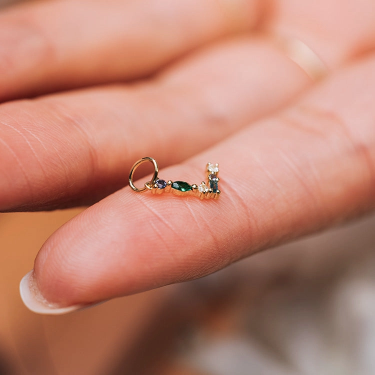 Solid Gold Gemstone Letter Charm