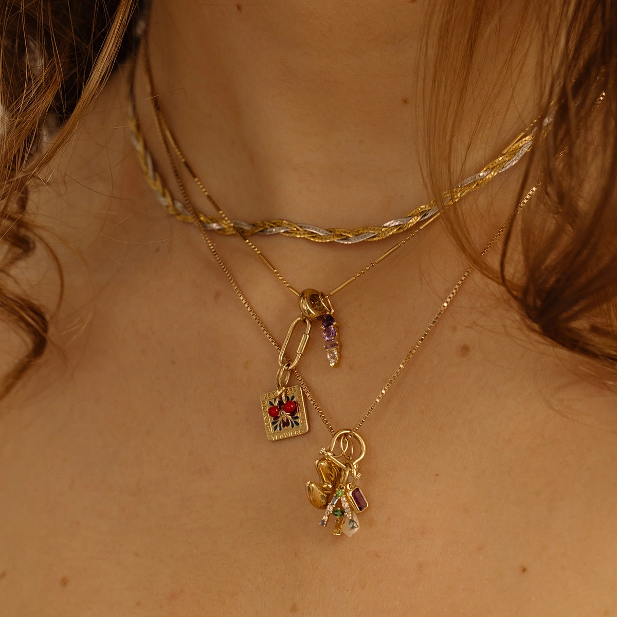Solid Gold Gemstone Letter Charm