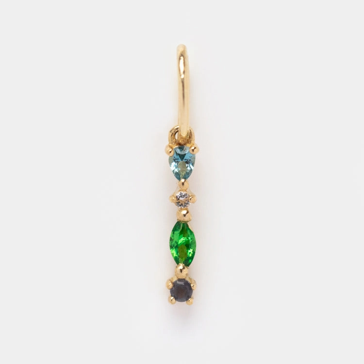 Solid Gold Gemstone Letter Charm