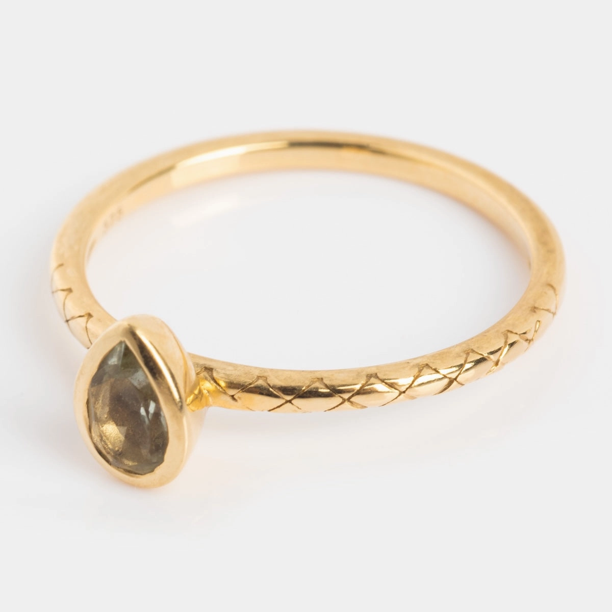 Solid Gold Green Amethyst Pear Ring