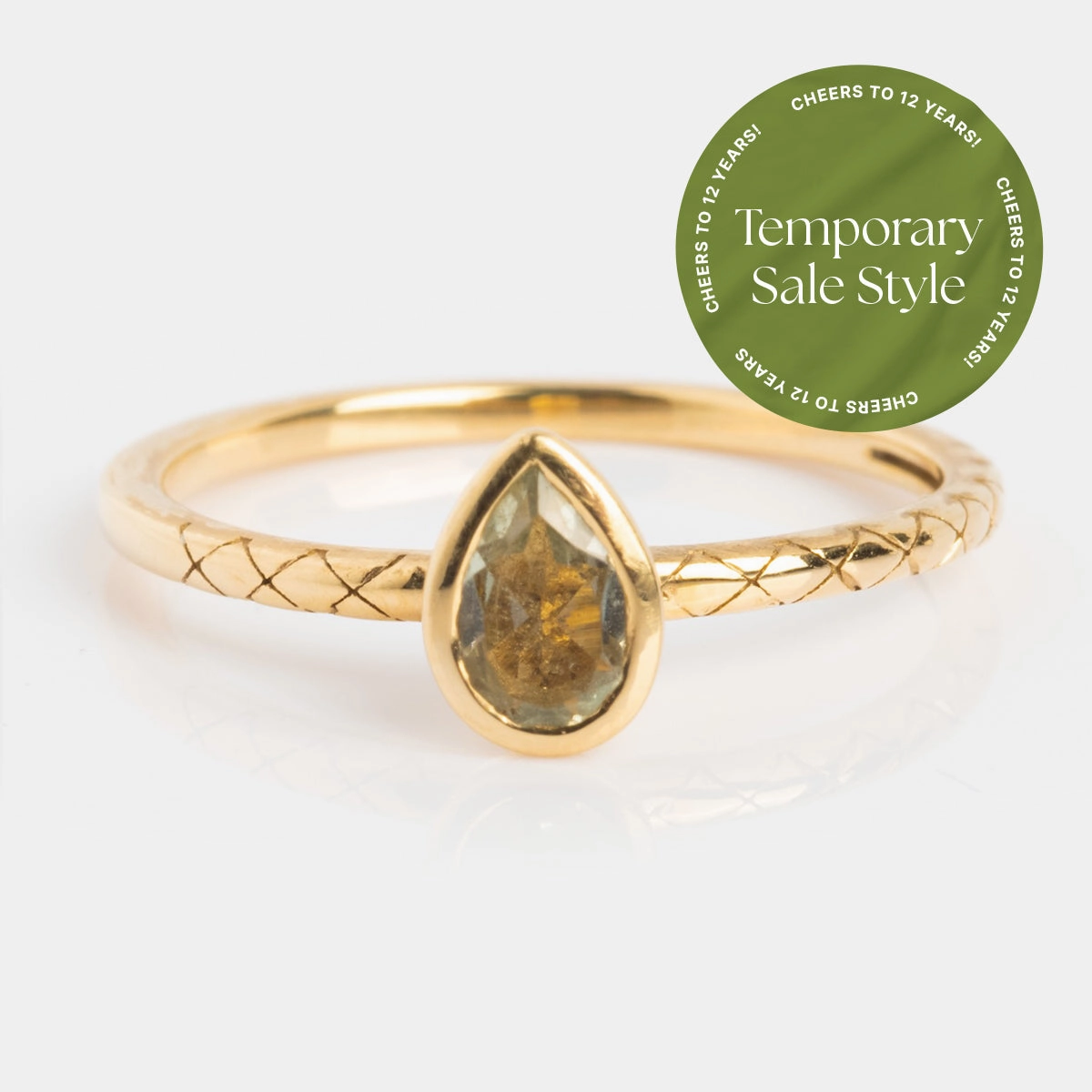 Solid Gold Green Amethyst Pear Ring