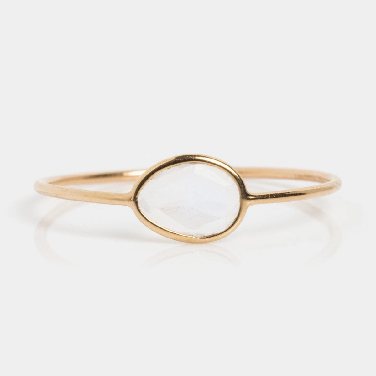 Solid Gold Horizon Moonstone Ring