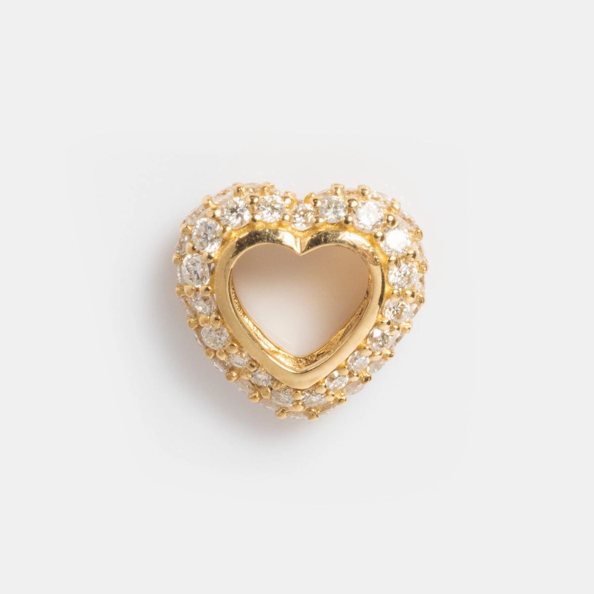 Solid Gold Lab Diamond Pave Heart Spacer Charm