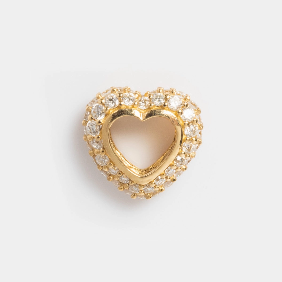 Solid Gold Lab Diamond Pave Heart Spacer Charm
