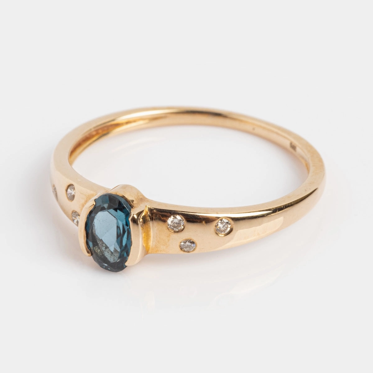 Solid Gold London Blue Topaz Modern Signet Ring
