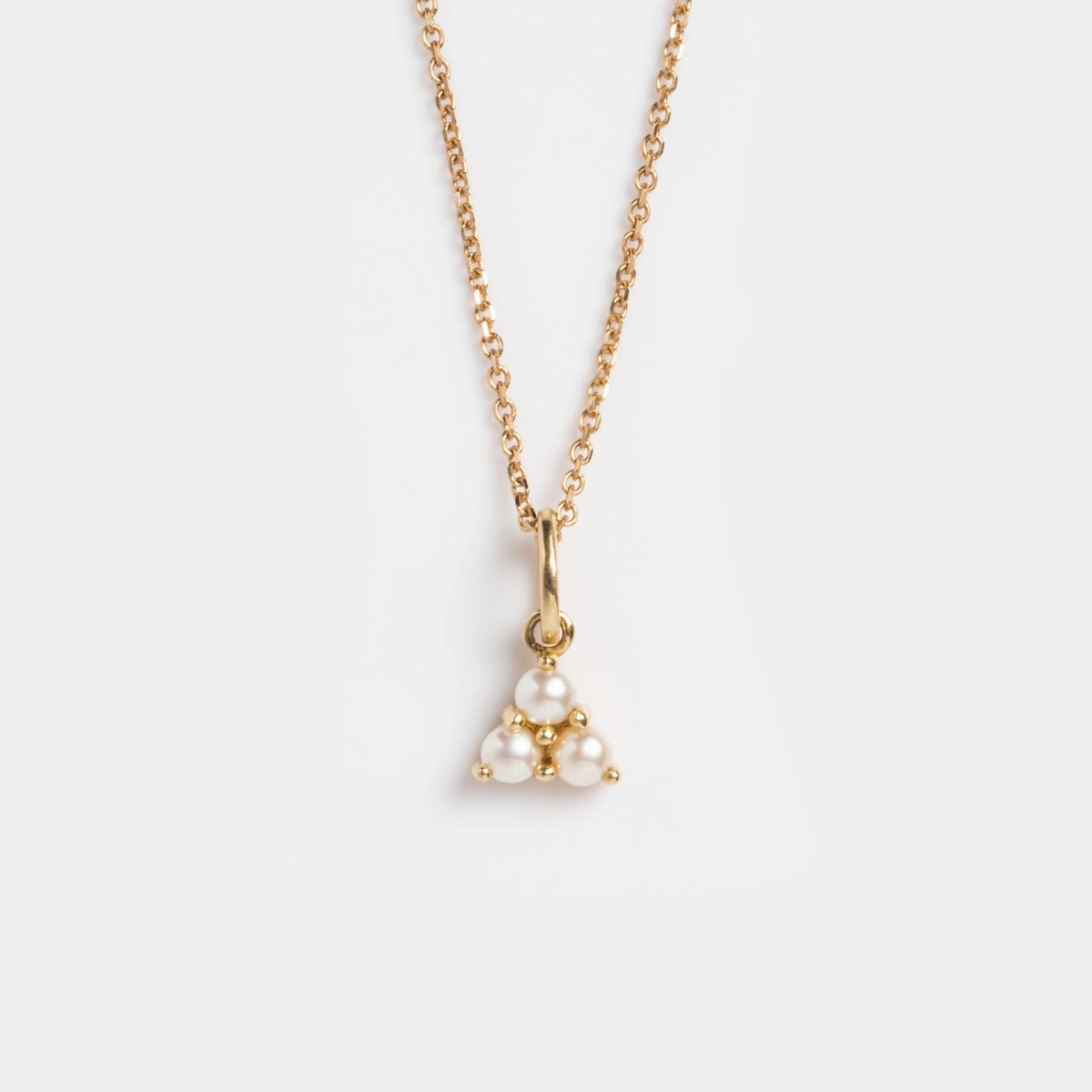 Solid Gold Luminous Pearl Trio Necklace