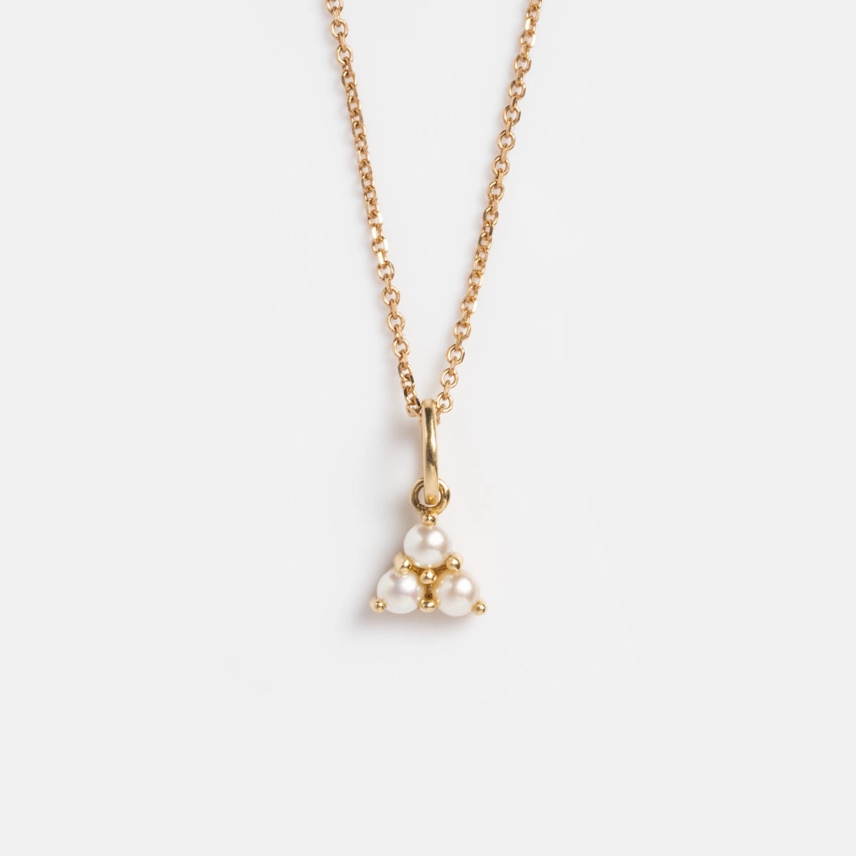 Solid Gold Luminous Pearl Trio Necklace
