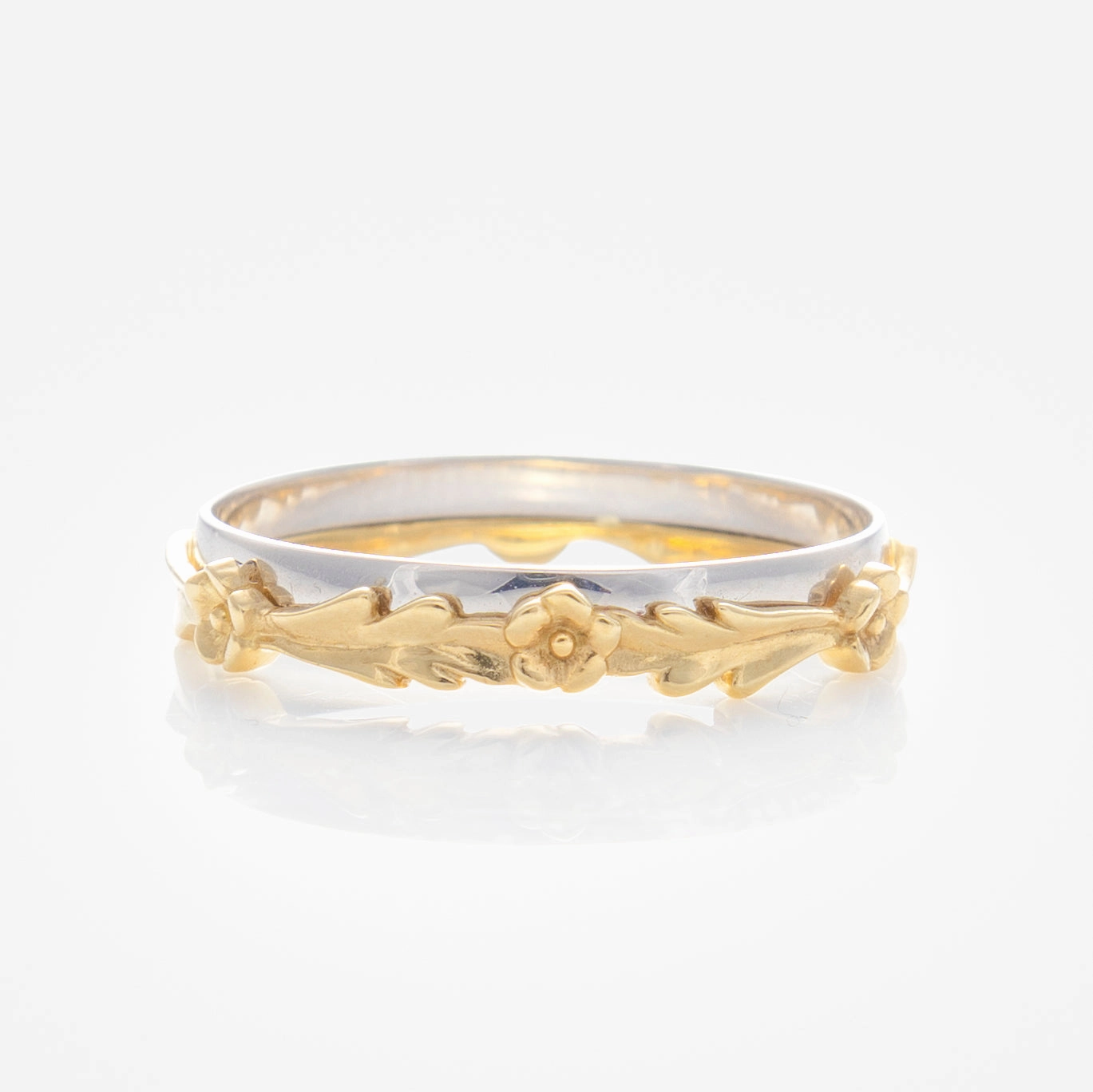 Solid Gold Mixed Metal Filigree Band