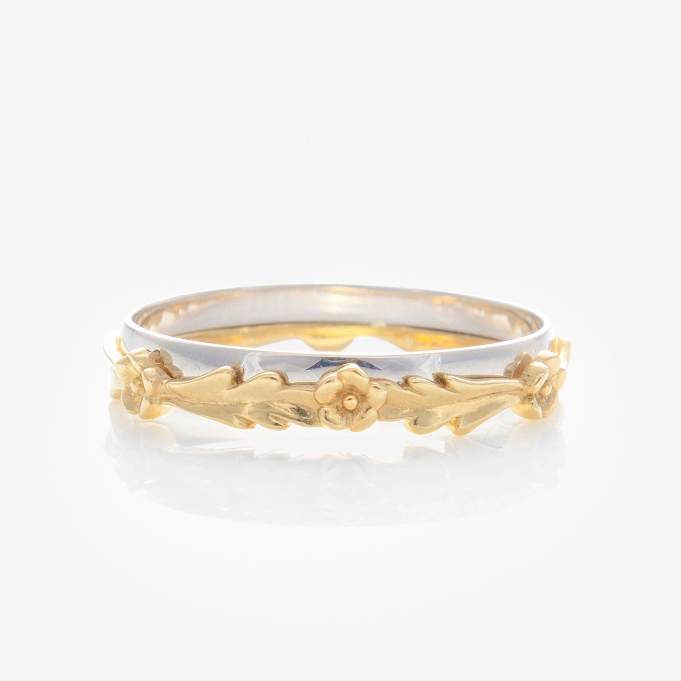 Solid Gold Mixed Metal Filigree Band