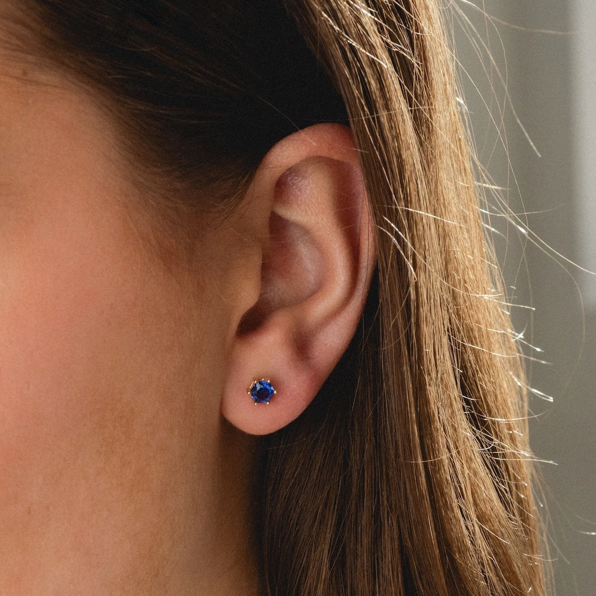 Solid Gold Modern Birthstone Studs