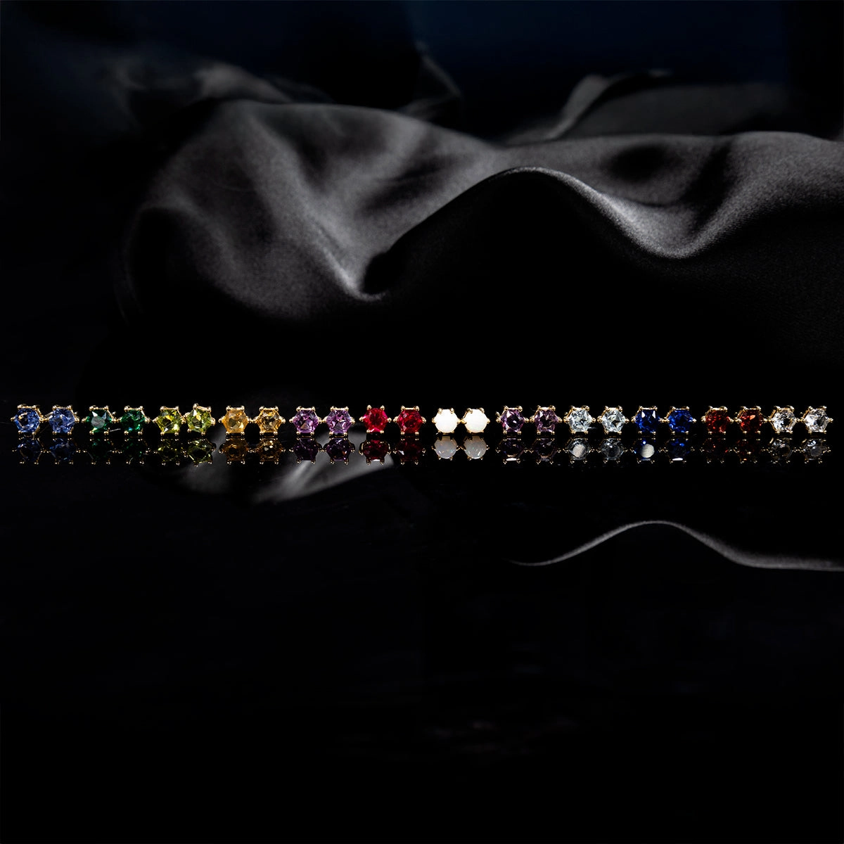 Solid Gold Modern Birthstone Studs