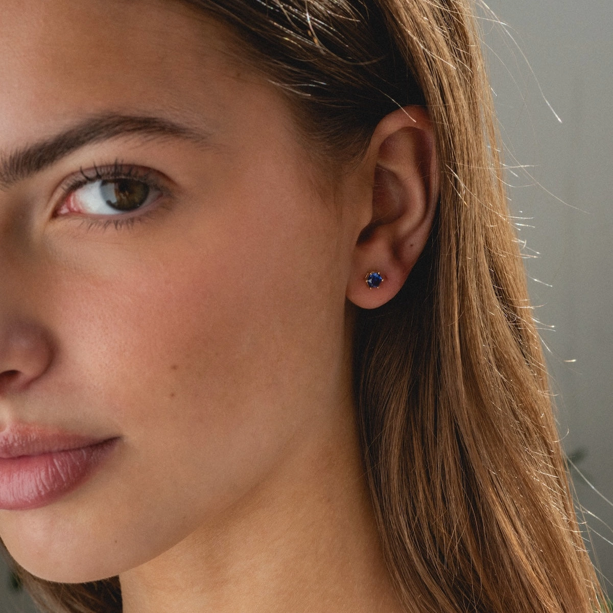 Solid Gold Modern Birthstone Studs