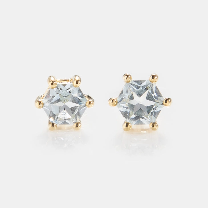 Solid Gold Modern Birthstone Studs