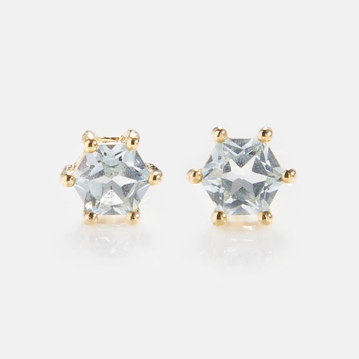 Solid Gold Modern Birthstone Studs
