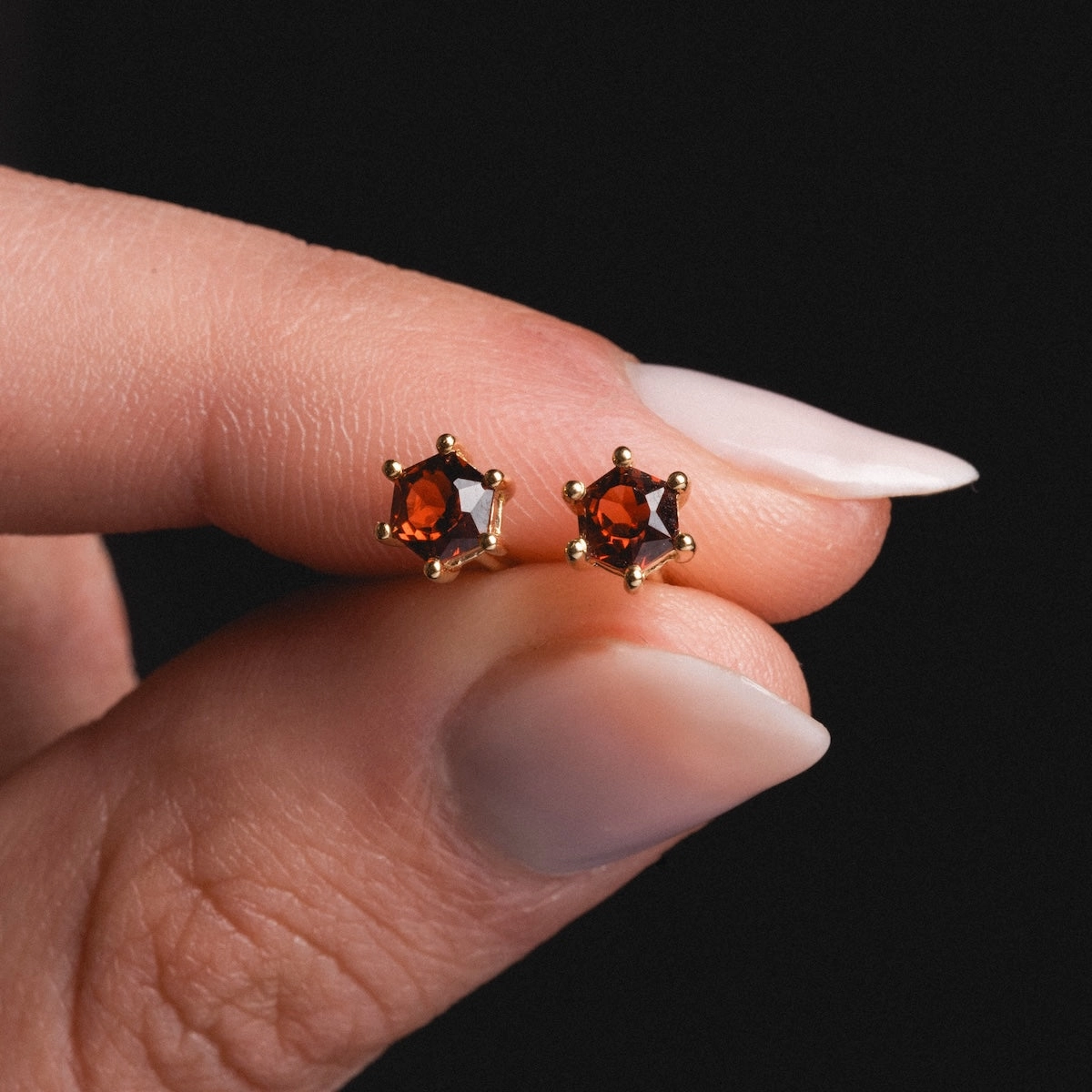 Solid Gold Modern Birthstone Studs