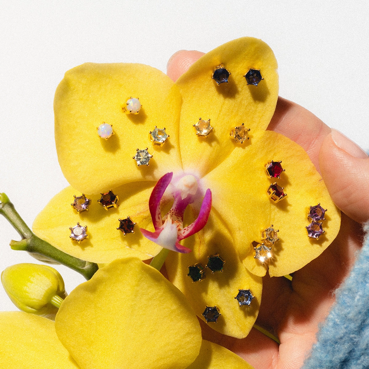 Solid Gold Modern Birthstone Studs