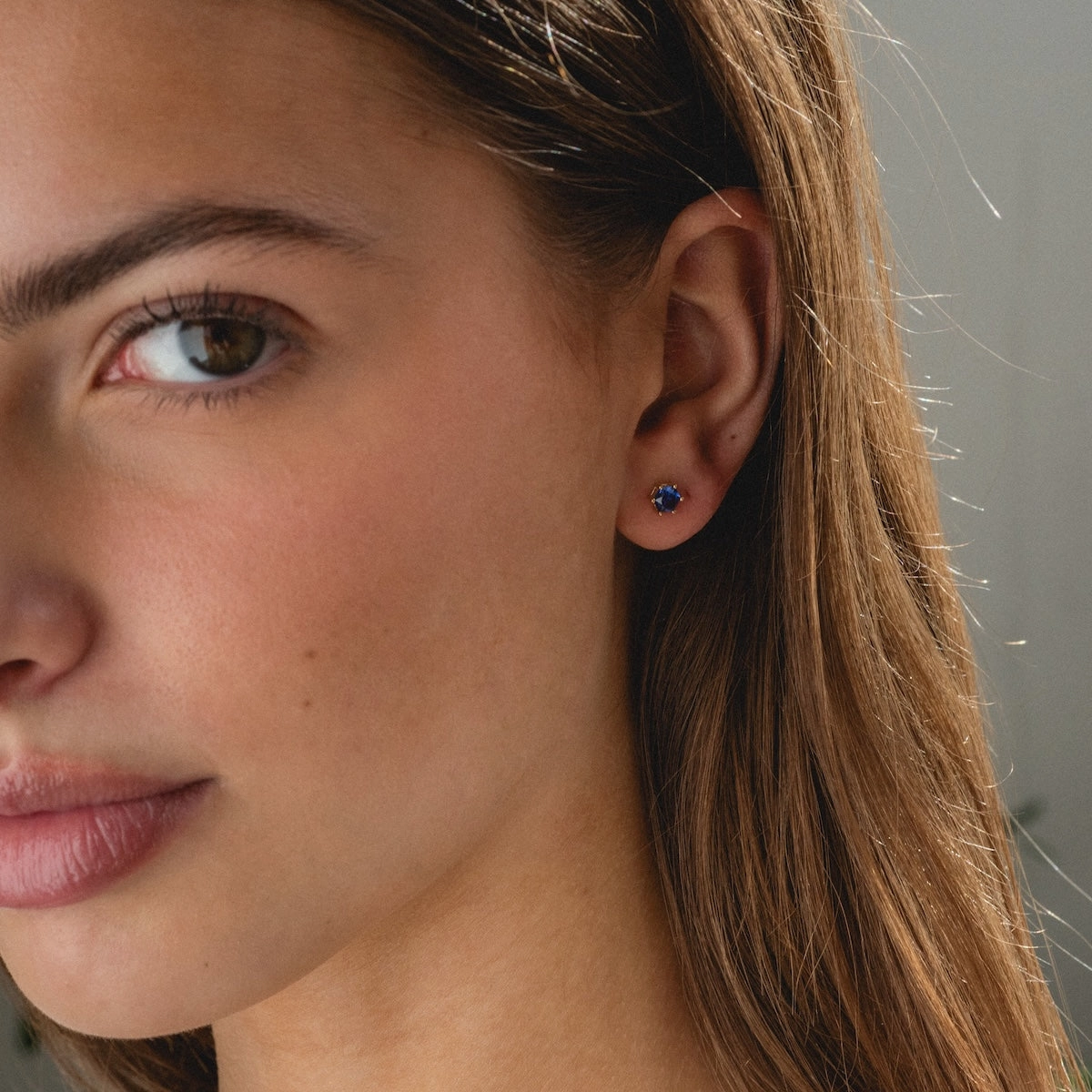 Solid Gold Modern Birthstone Studs