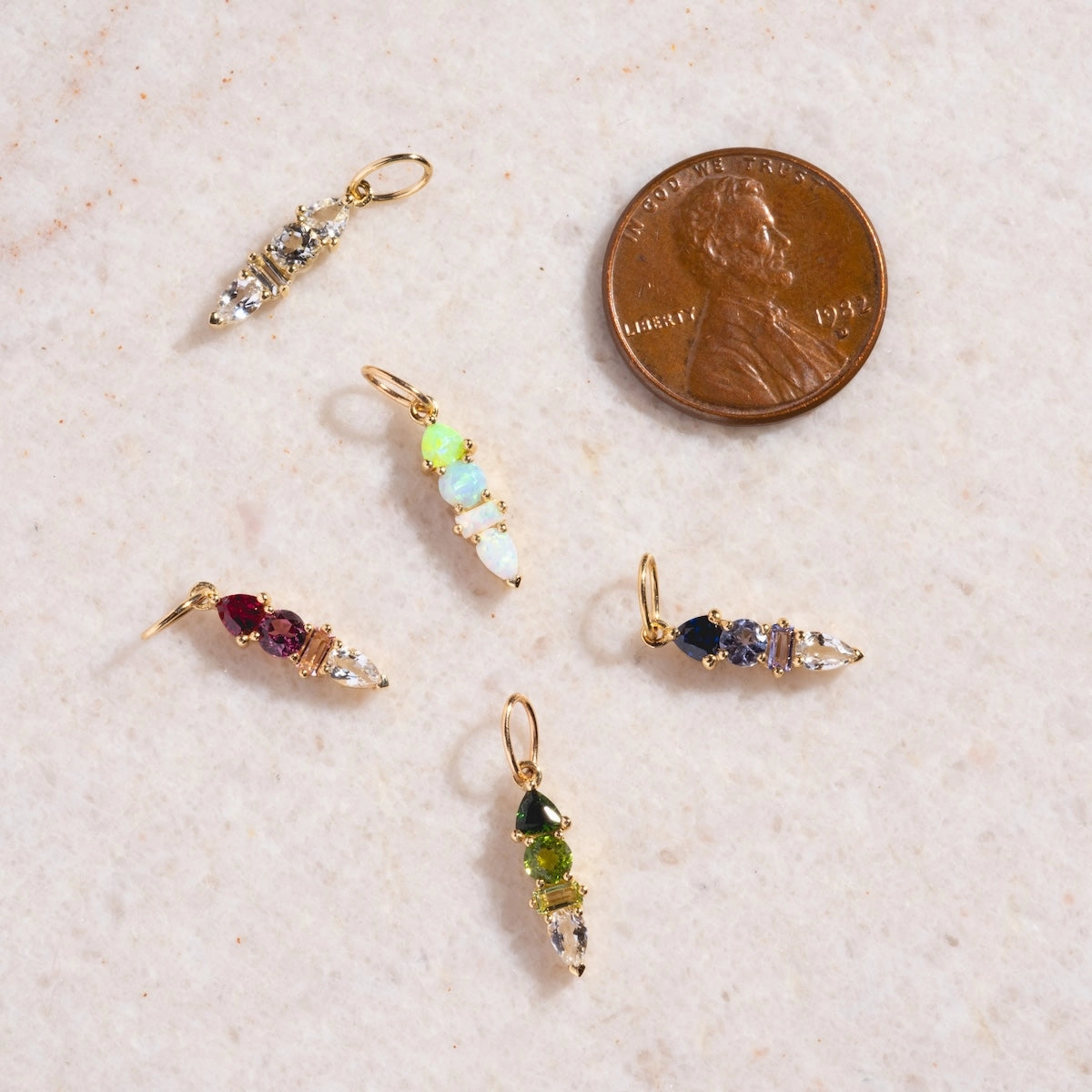Solid Gold Modern Ombre Birthstone Charm