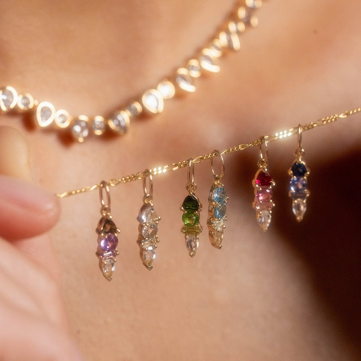 Solid Gold Modern Ombre Birthstone Charm