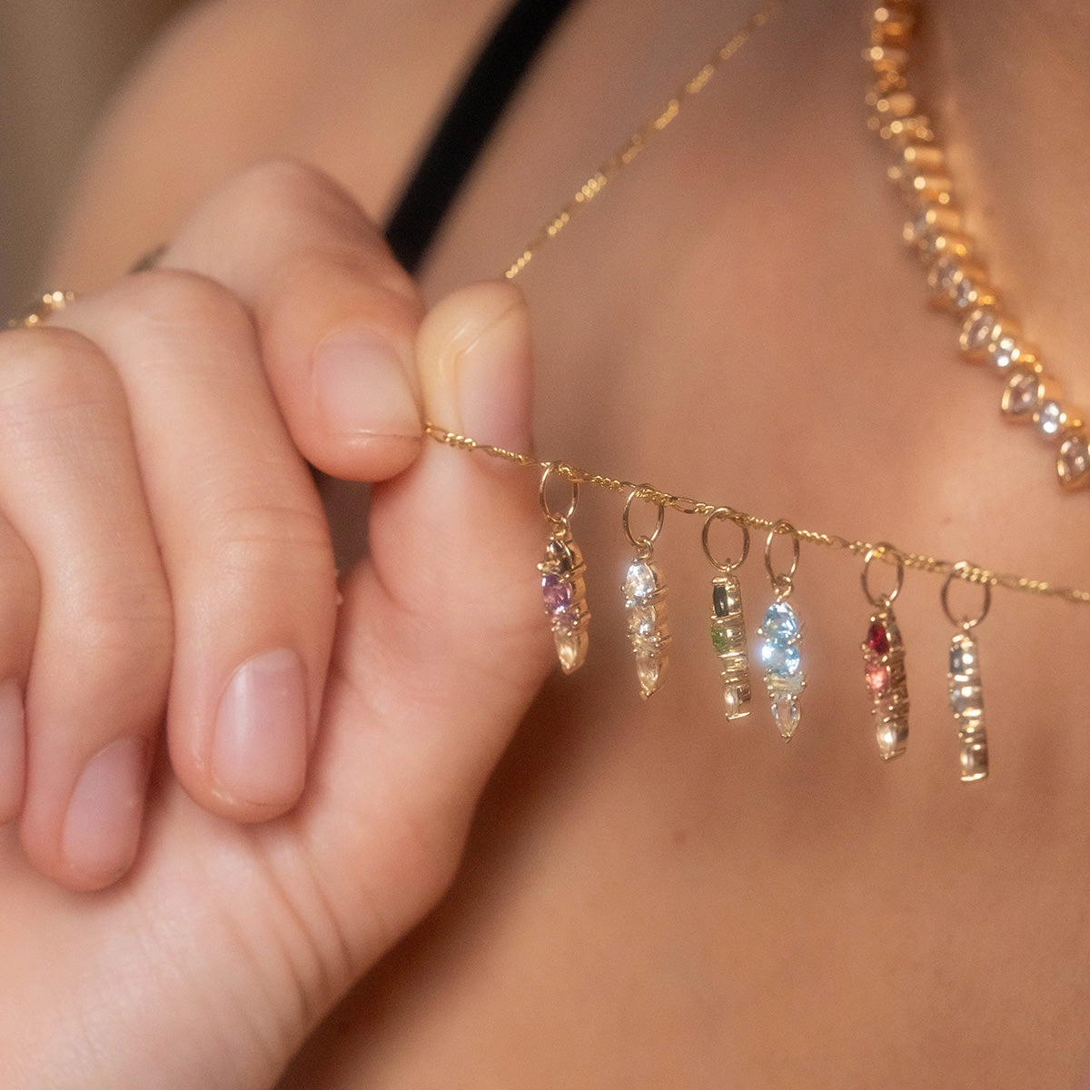 Solid Gold Modern Ombre Birthstone Charm