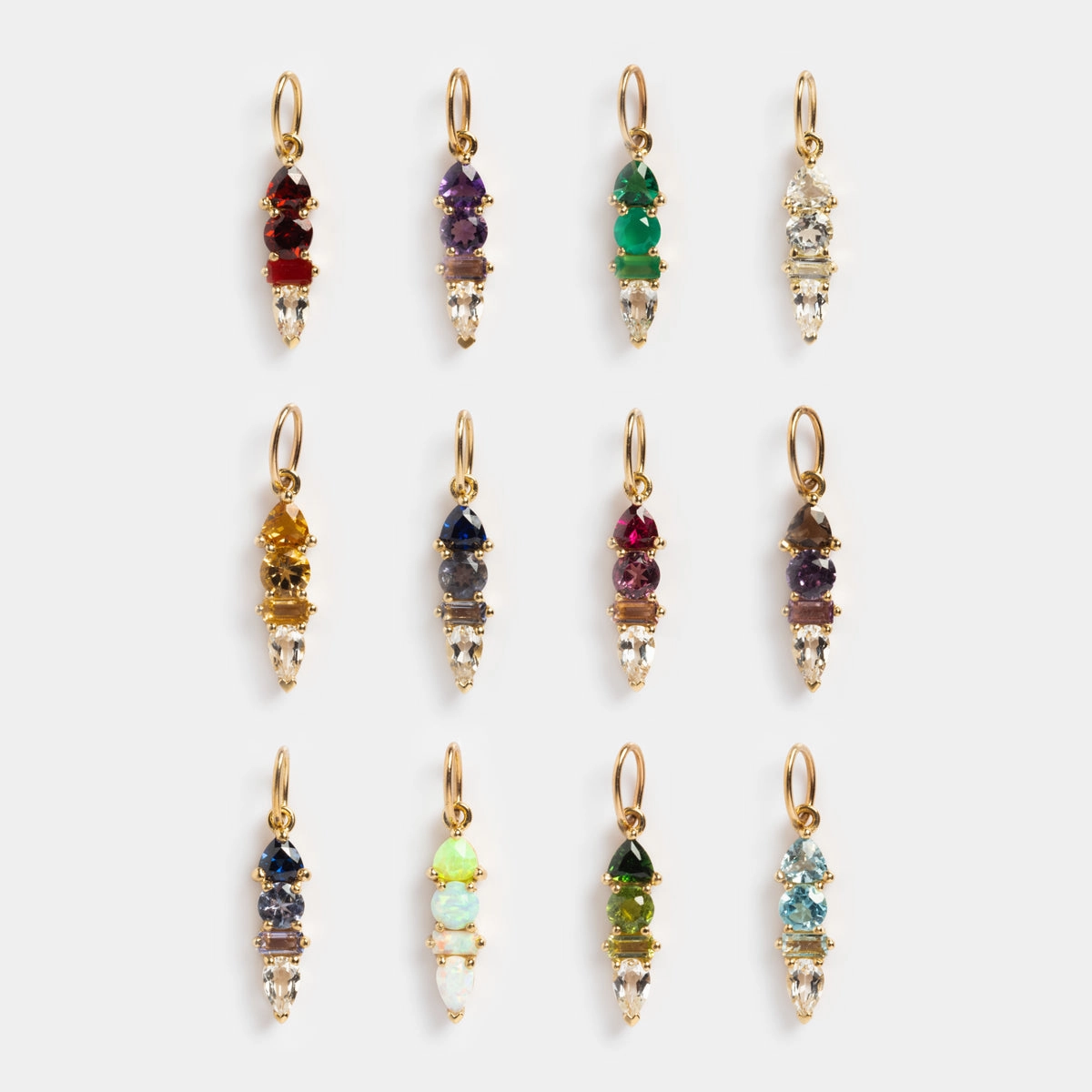 Solid Gold Modern Ombre Birthstone Charm