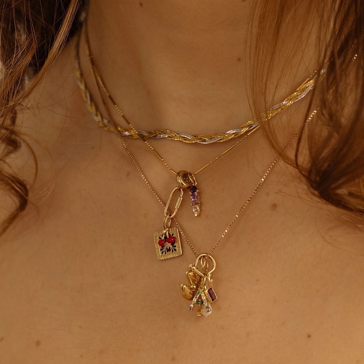 Solid Gold Modern Ombre Birthstone Charm