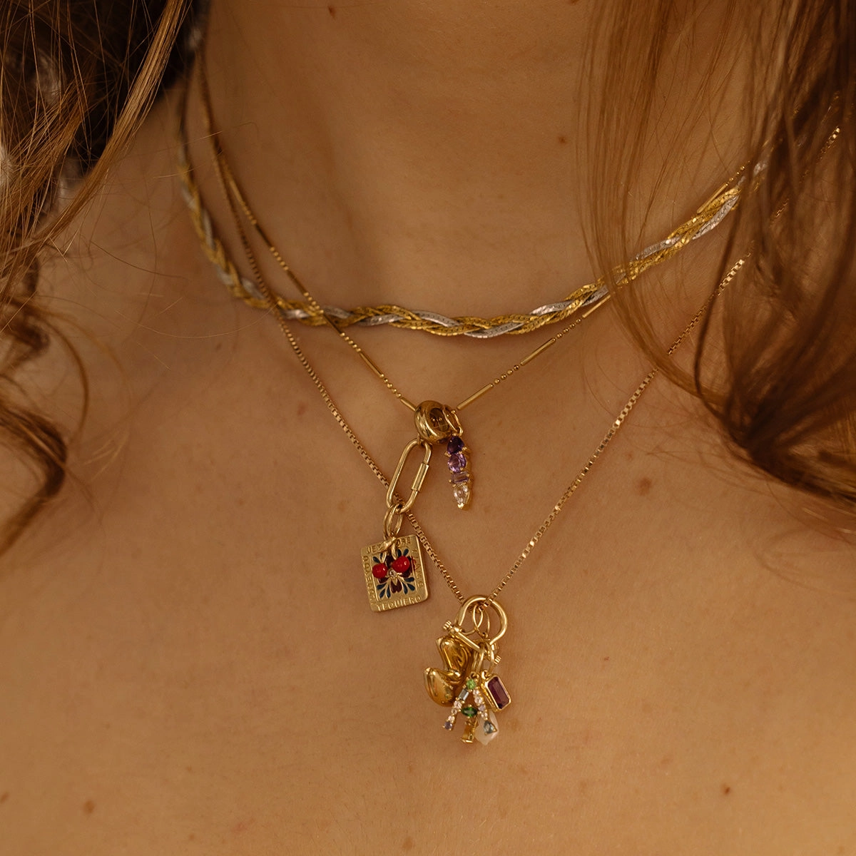 Solid Gold Modern Ombre Birthstone Charm