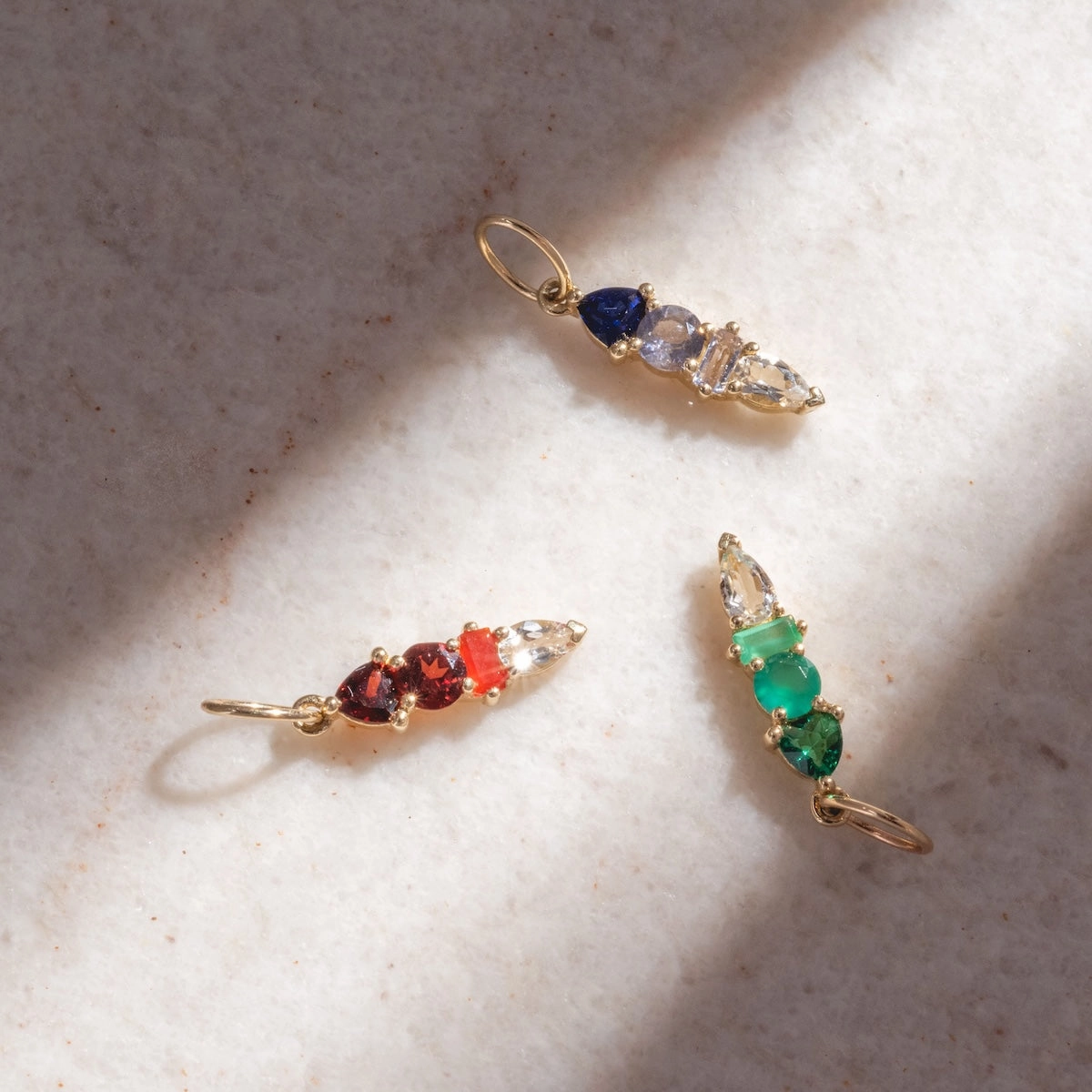 Solid Gold Modern Ombre Birthstone Charm