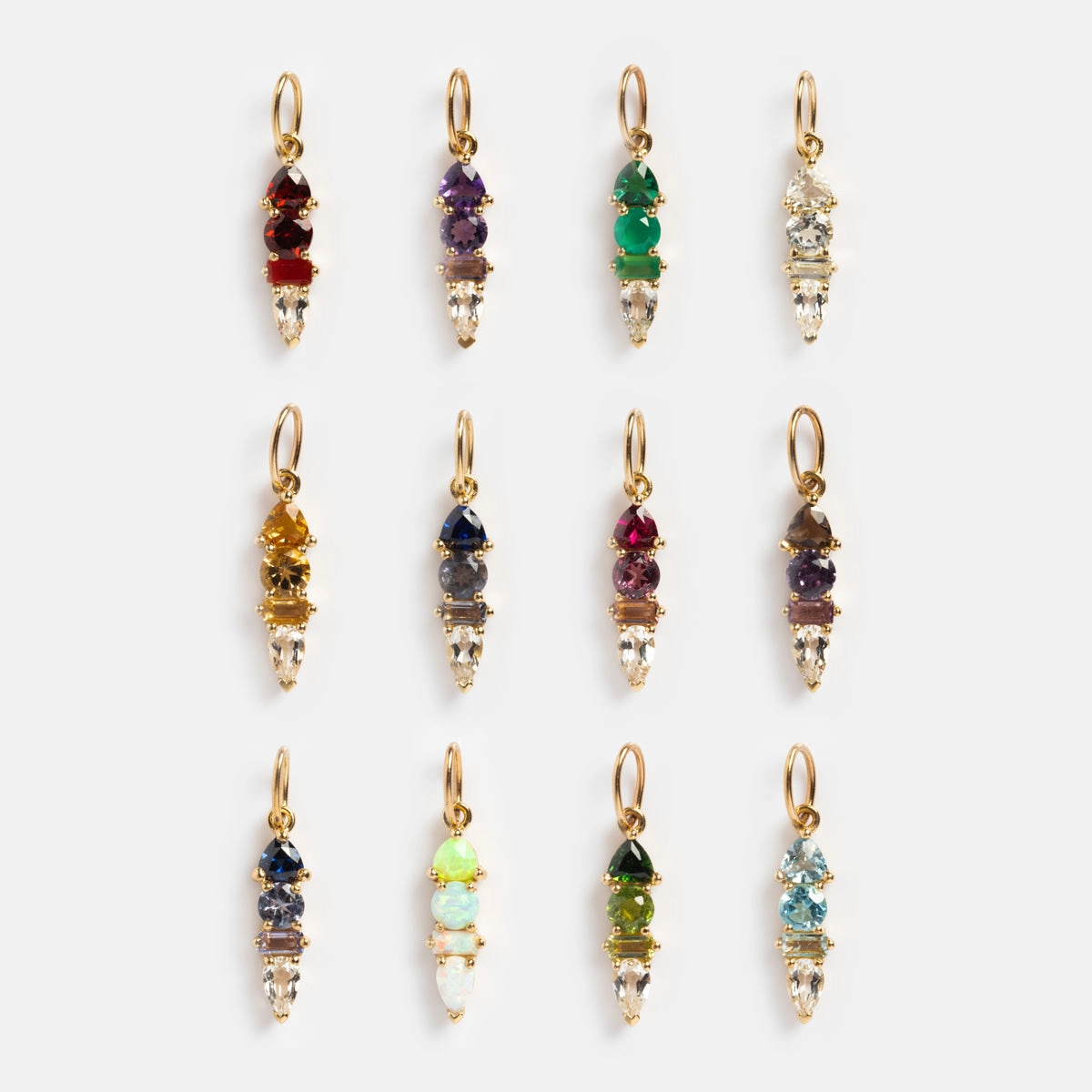Solid Gold Modern Ombre Birthstone Charm