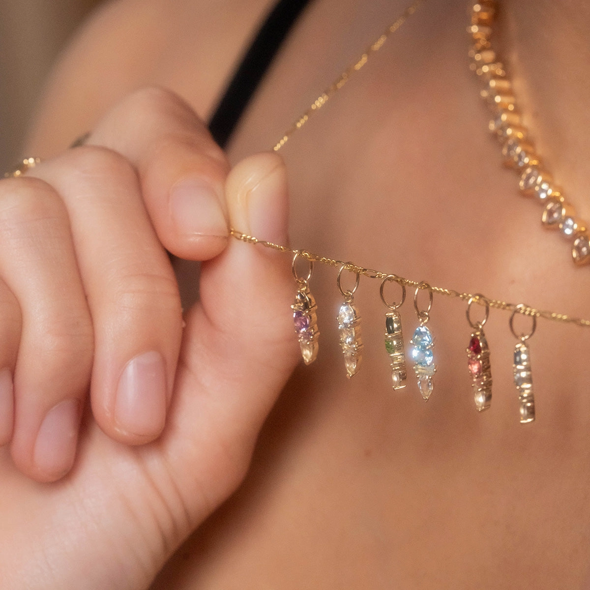 Solid Gold Modern Ombre Birthstone Charm