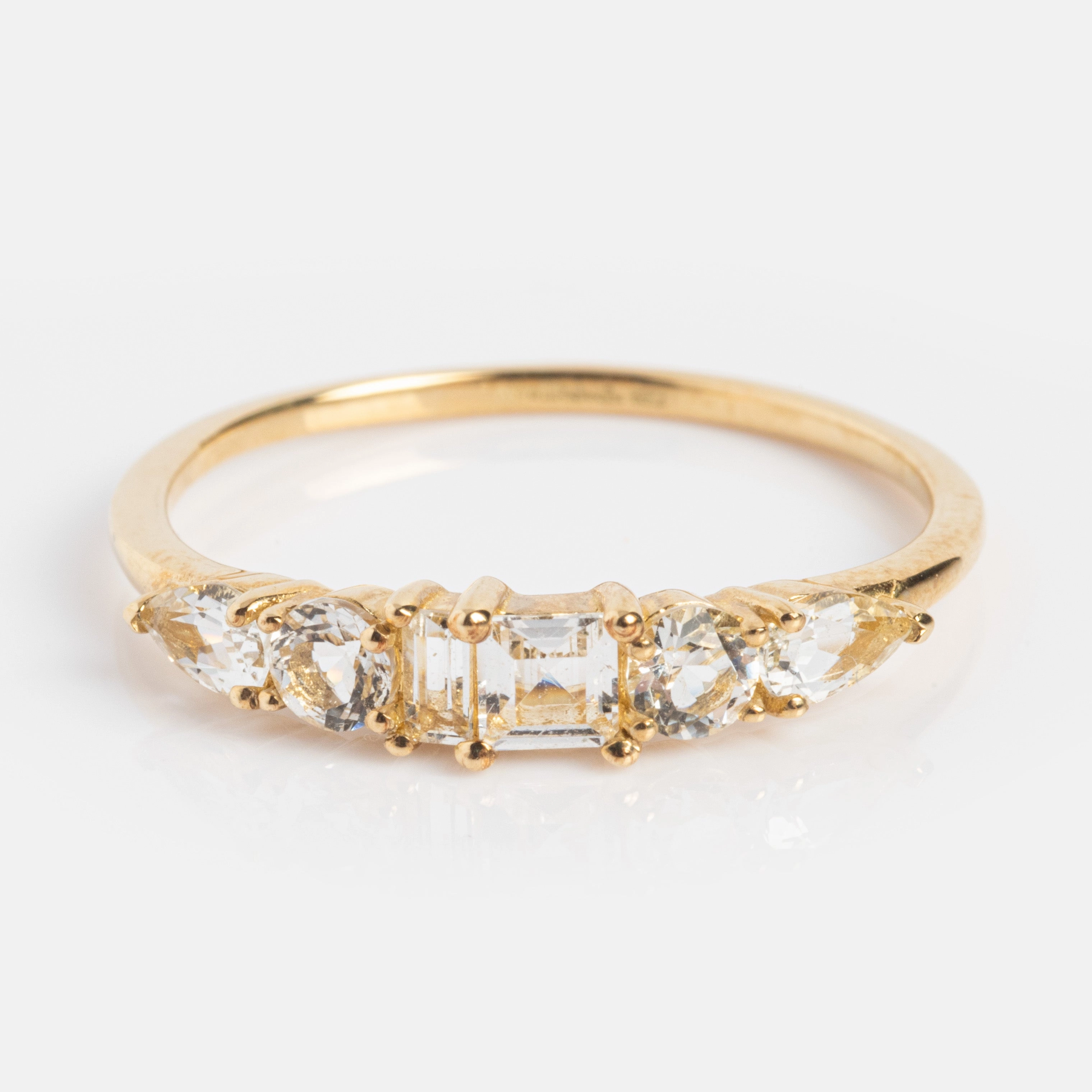 Solid Gold Modern Ombre Birthstone Ring