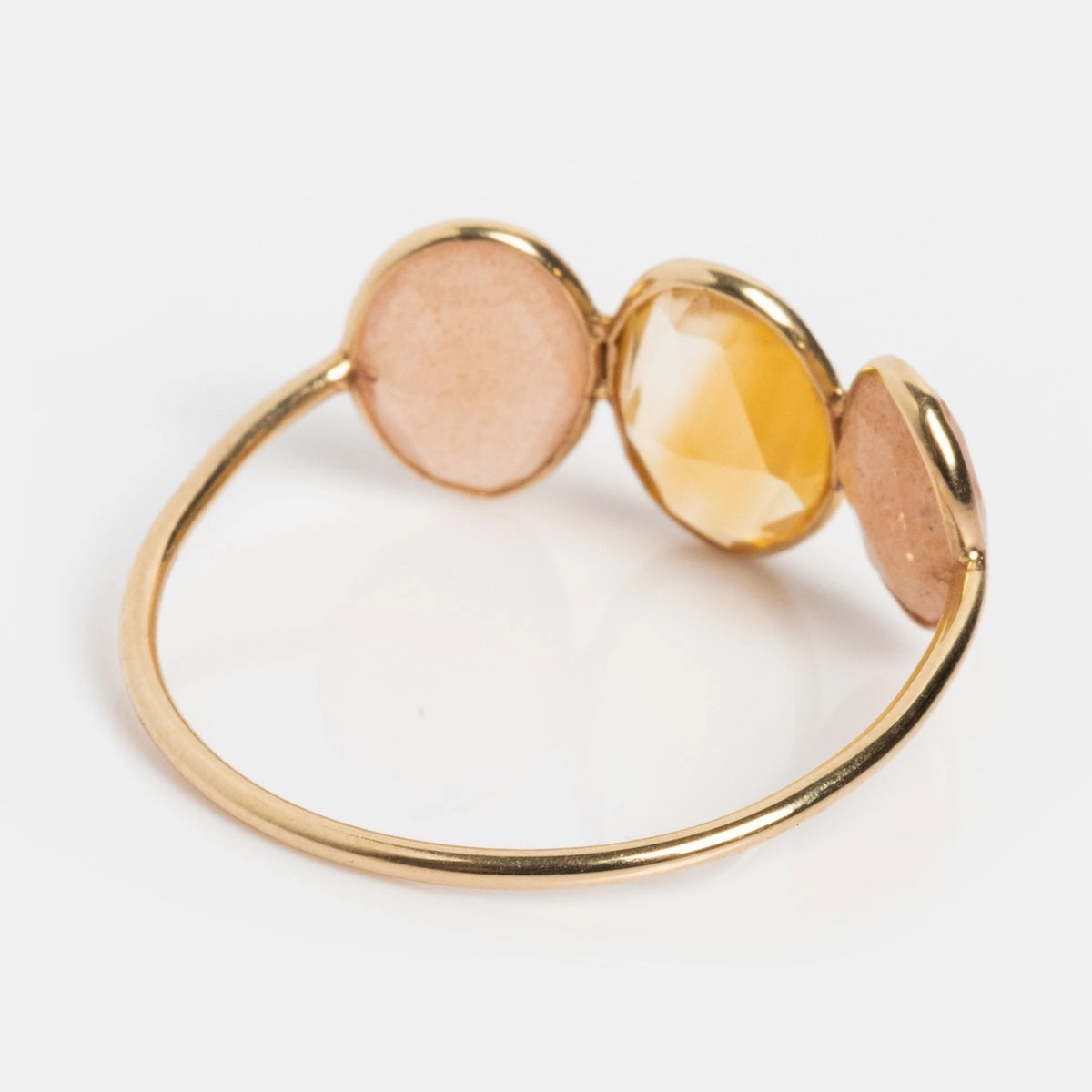 Solid Gold Morning Light Citrine and Sunstone Ring
