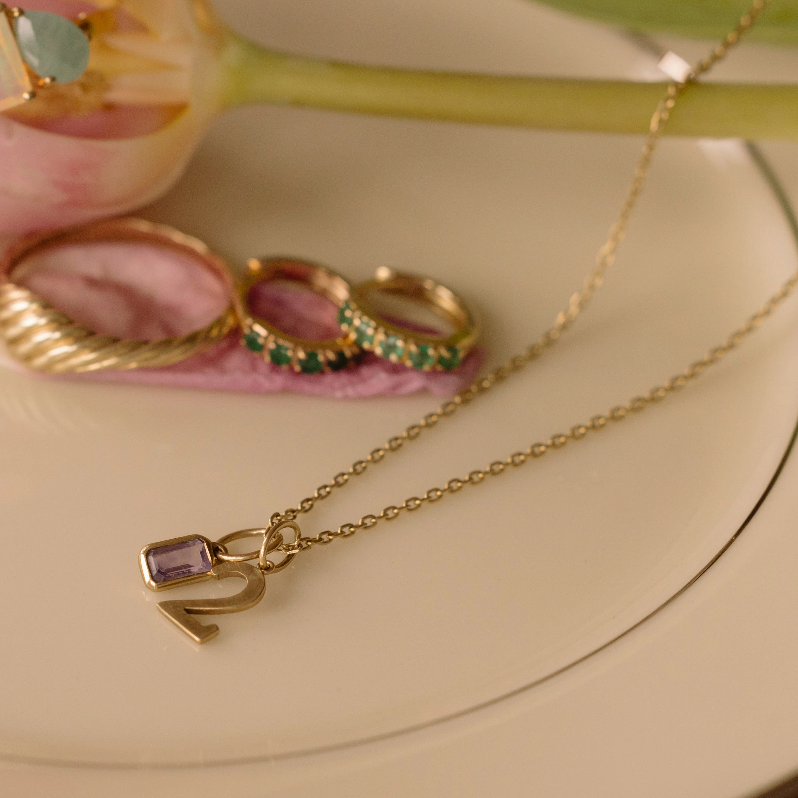 Solid Gold Number Charm
