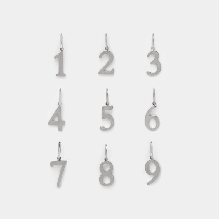 Solid Gold Number Charm in White Gold