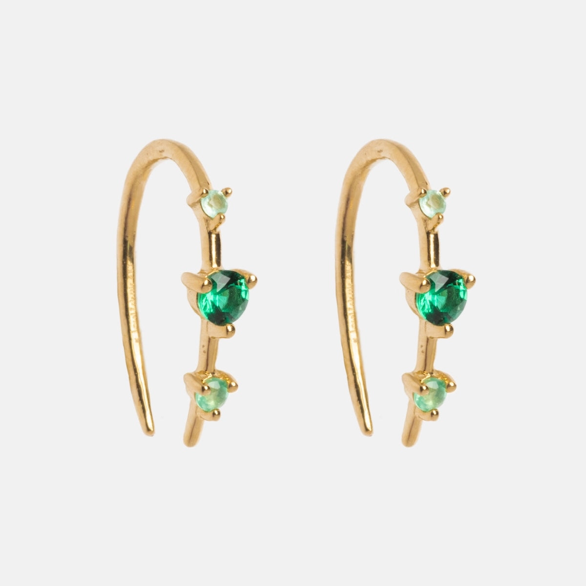 Solid Gold Ombre Birthstone Ear Huggers