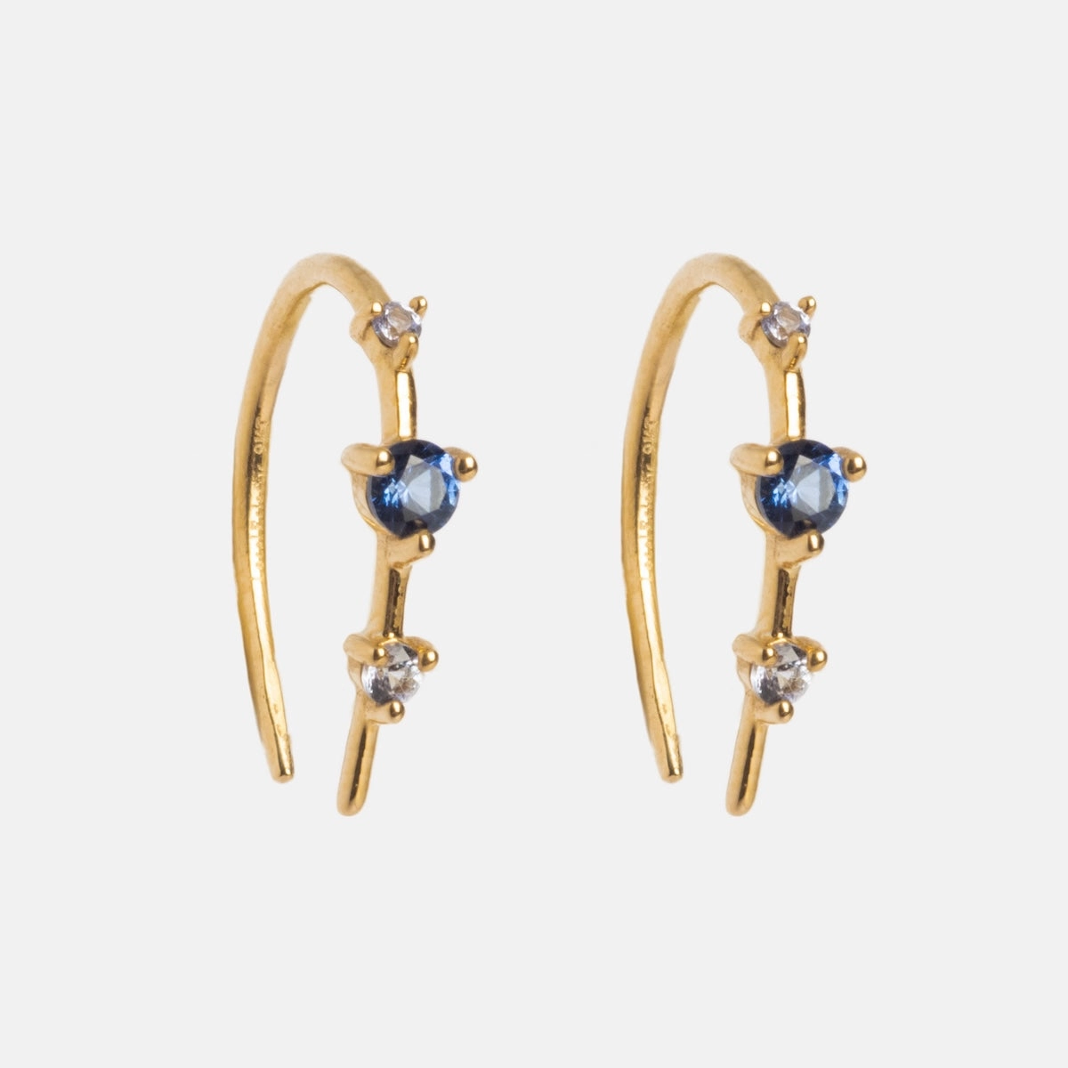 Solid Gold Ombre Birthstone Ear Huggers