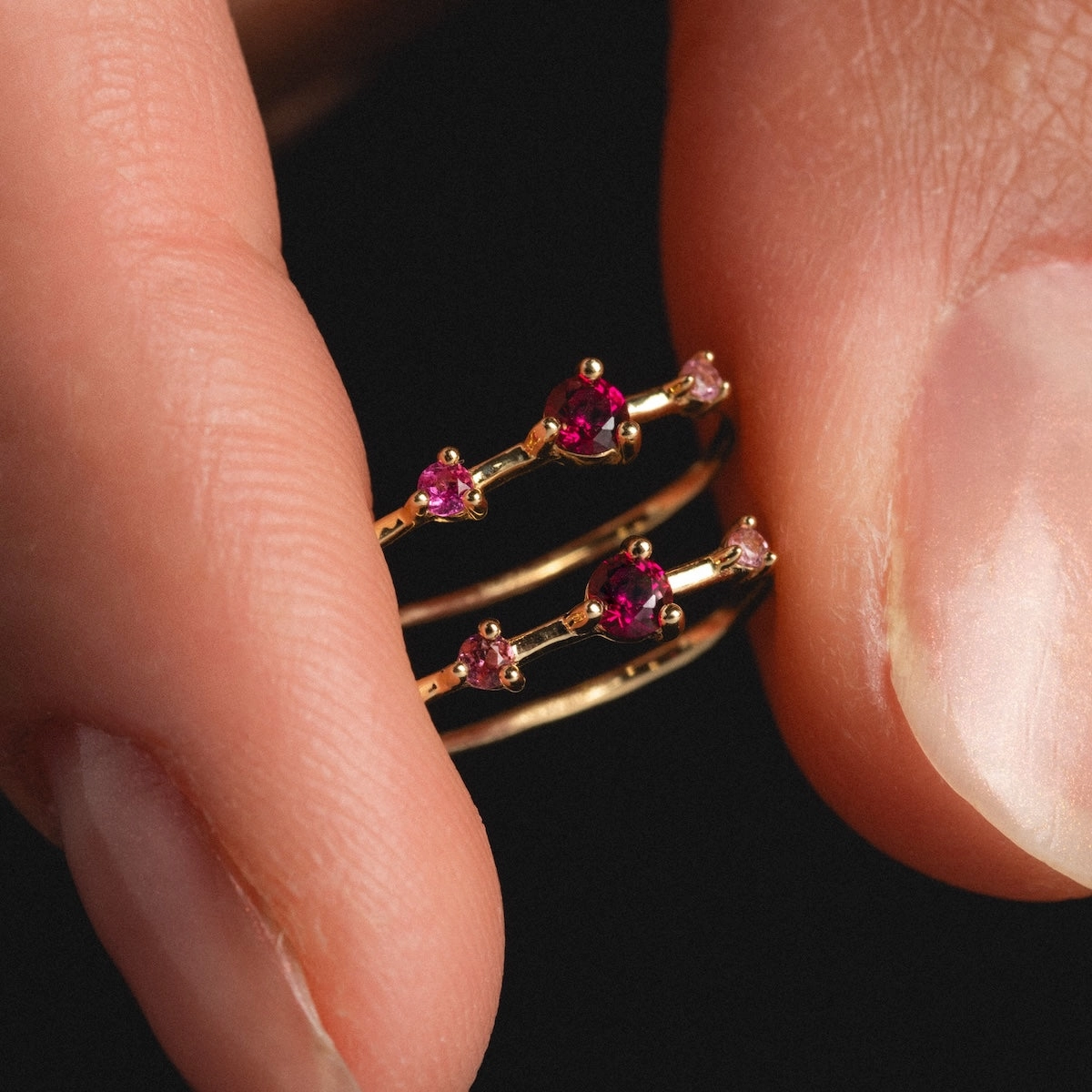 Solid Gold Ombre Birthstone Ear Huggers