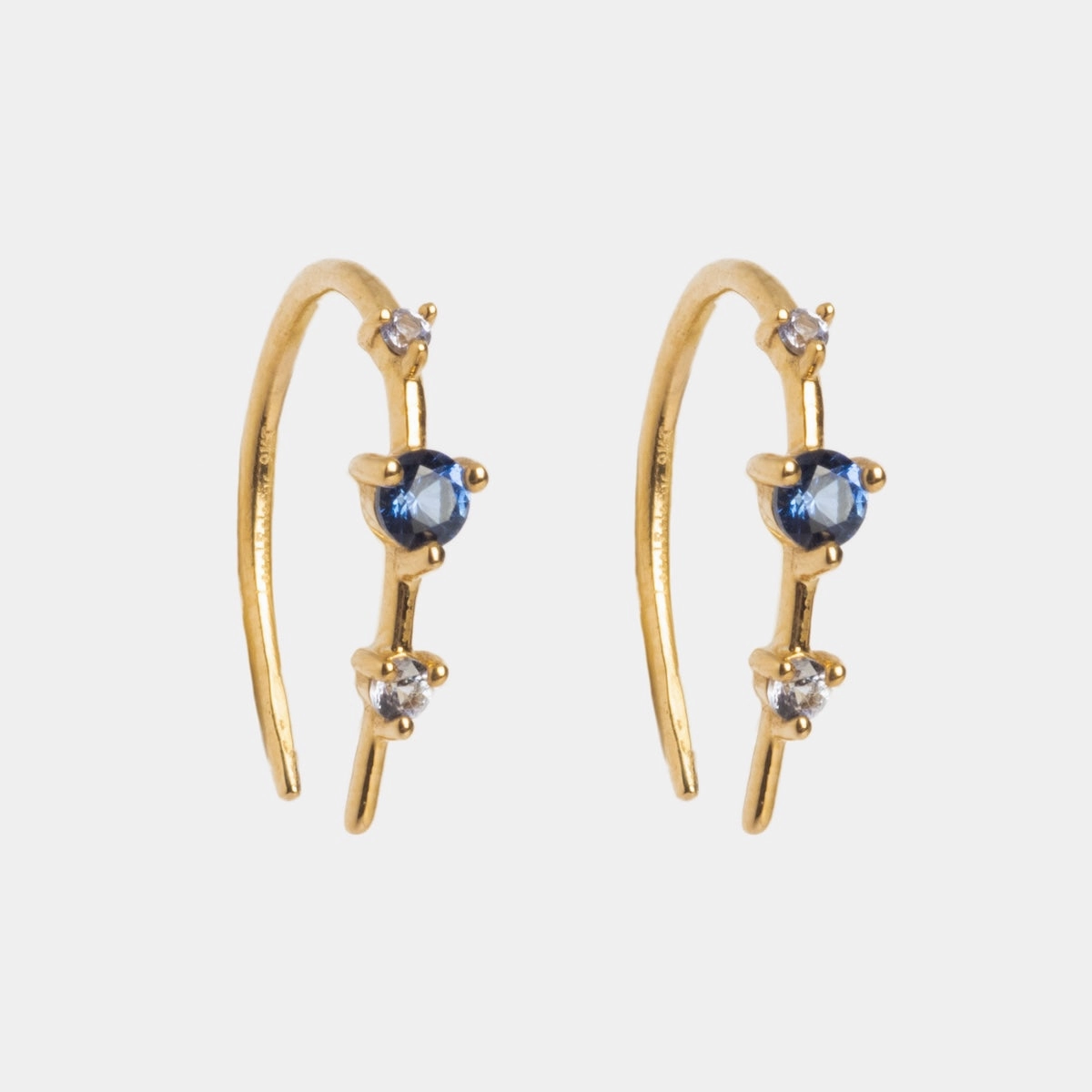 Solid Gold Ombre Birthstone Ear Huggers
