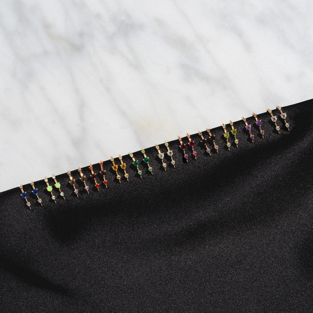 Solid Gold Ombre Birthstone Ear Huggers