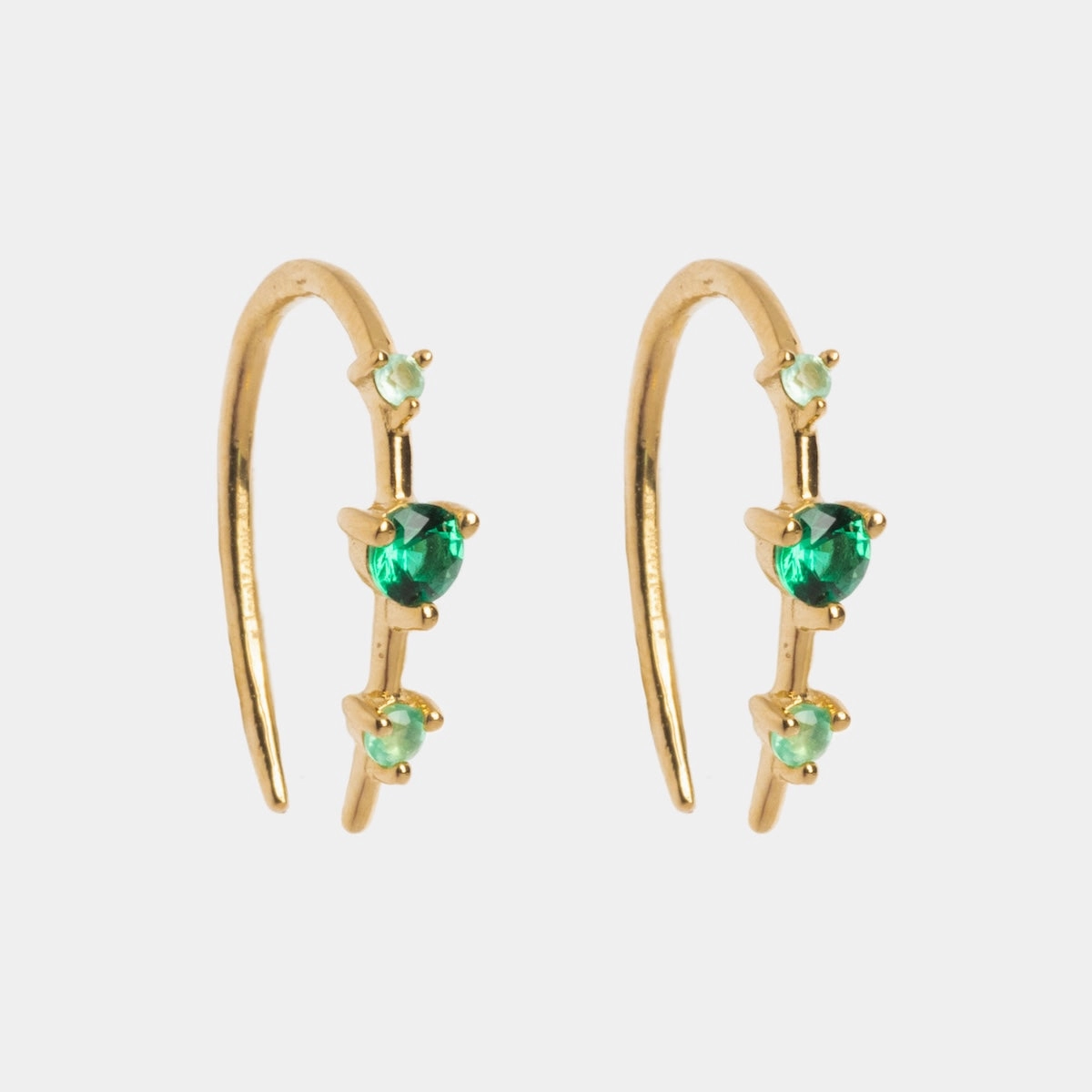 Solid Gold Ombre Birthstone Ear Huggers