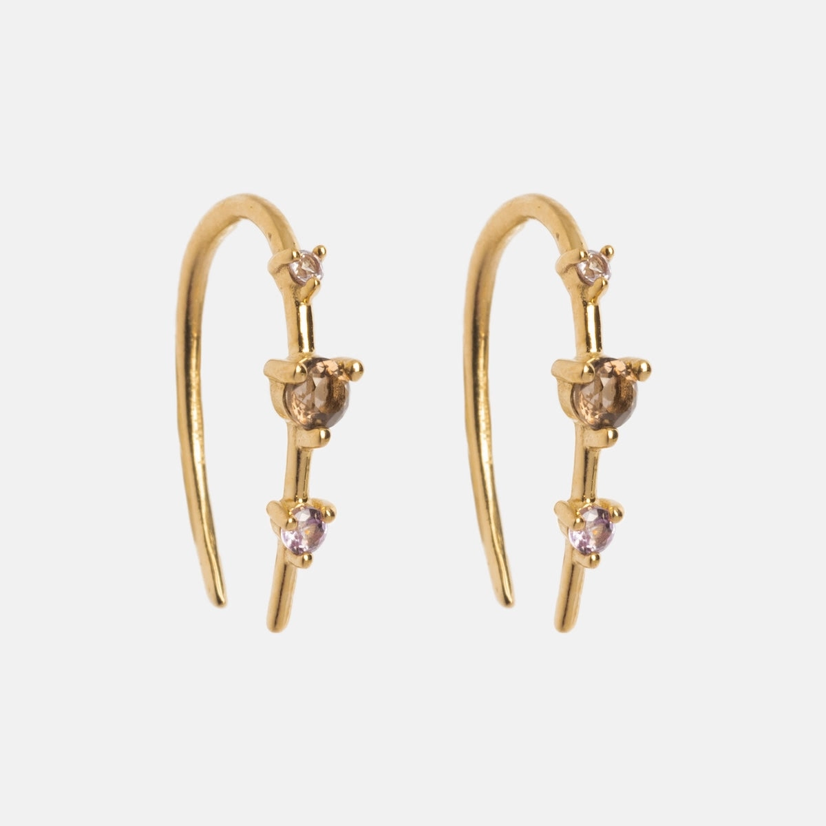 Solid Gold Ombre Birthstone Ear Huggers