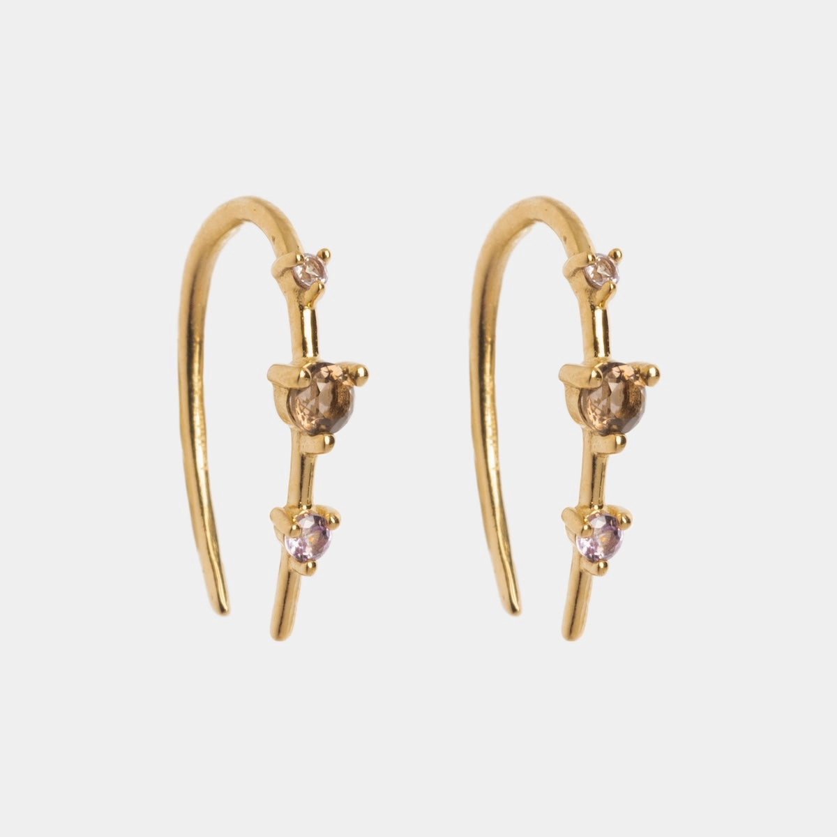 Solid Gold Ombre Birthstone Ear Huggers
