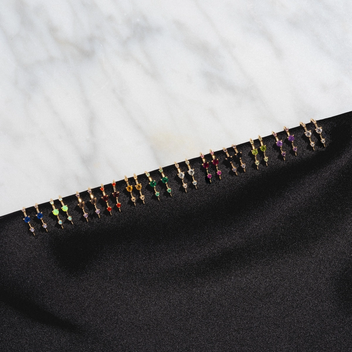 Solid Gold Ombre Birthstone Ear Huggers