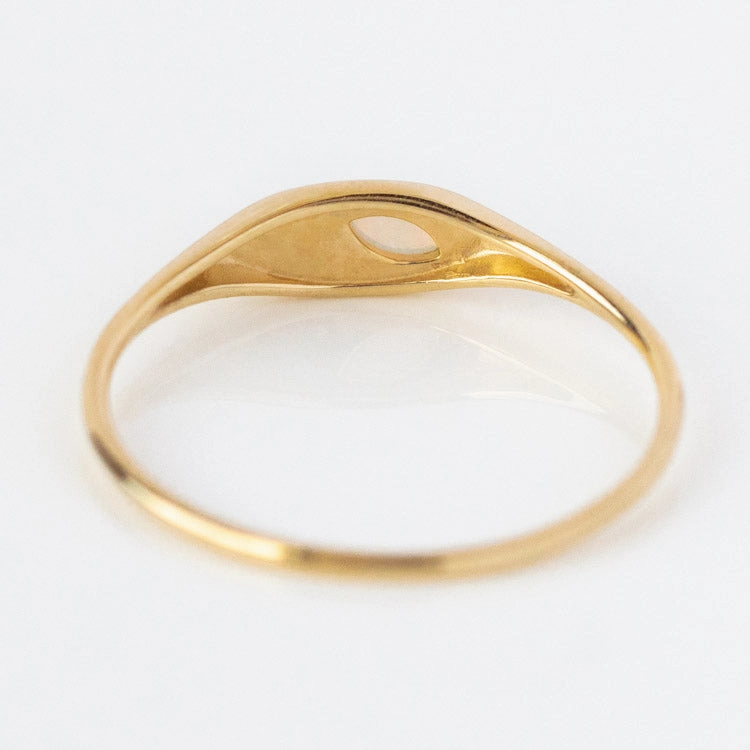 Solid Gold Opal and Diamond Signet Ring