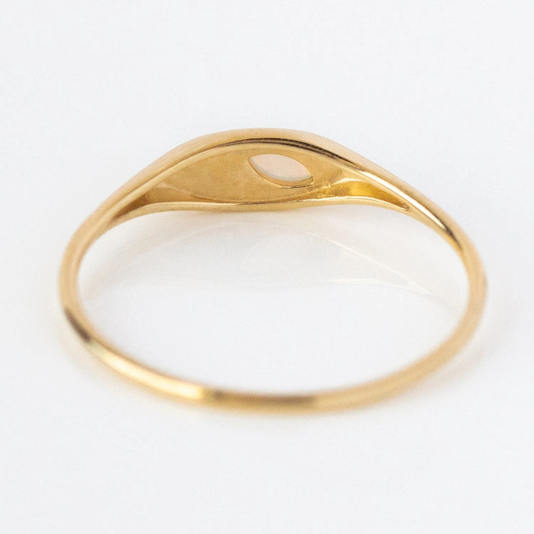 Solid Gold Opal and Diamond Signet Ring